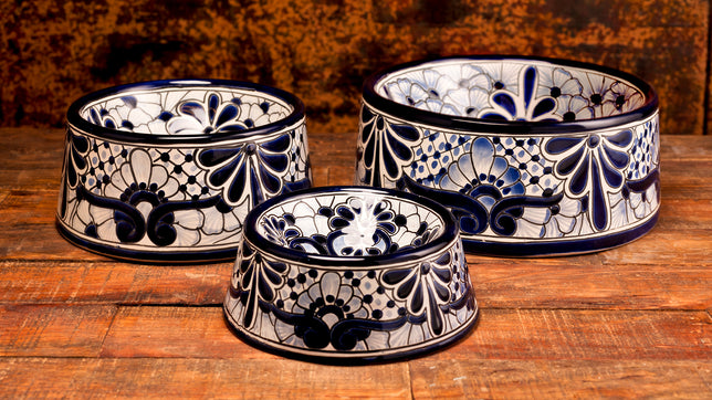 Talavera Bowls, Blue and White Talavera Ceramic Bowls