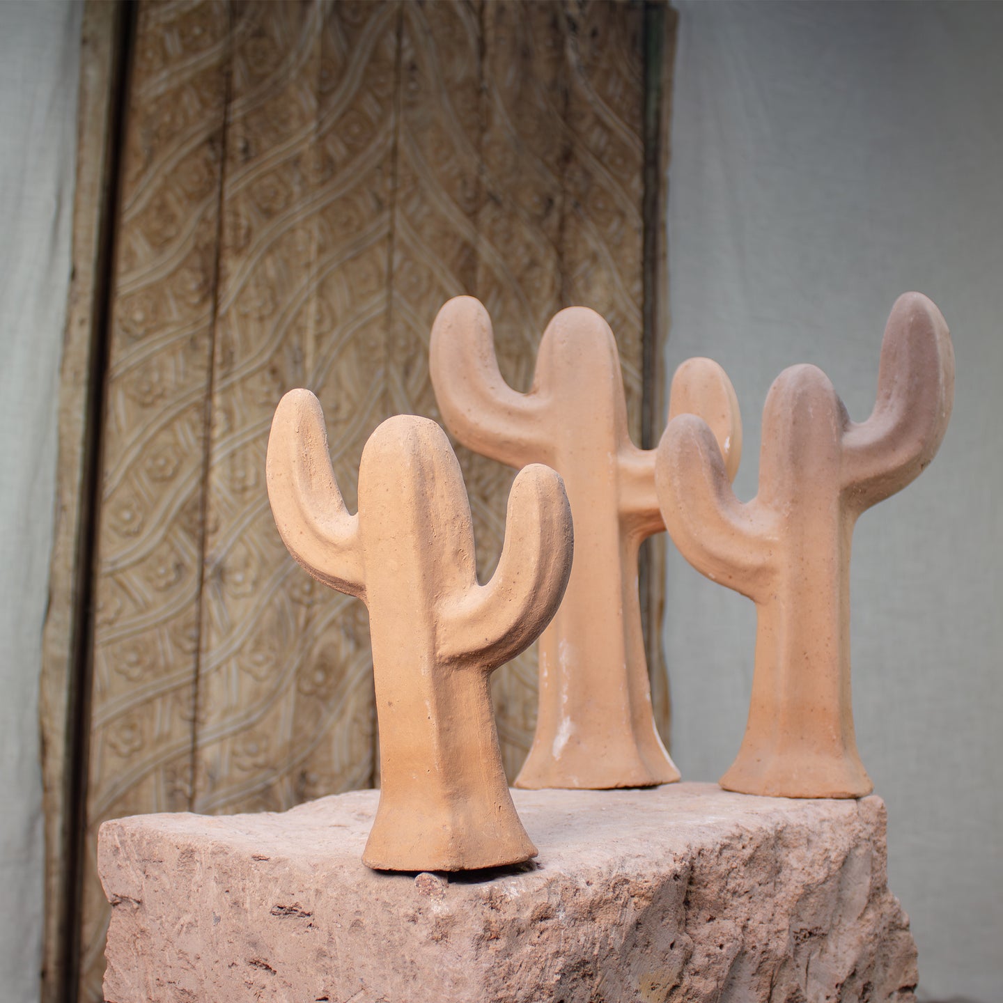 Sonoran Saguaros, Vintage Terracotta Sculptures