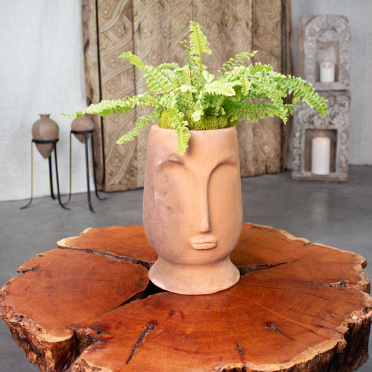 Native Face Pot, Vintage Terracotta Planter