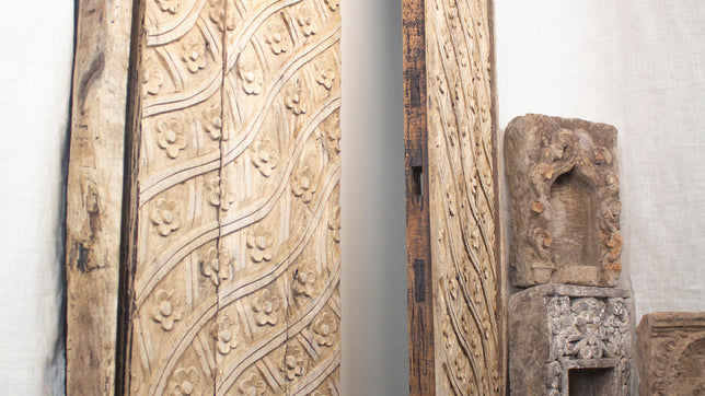 Solid wood doors, with ornate hand carved surface.