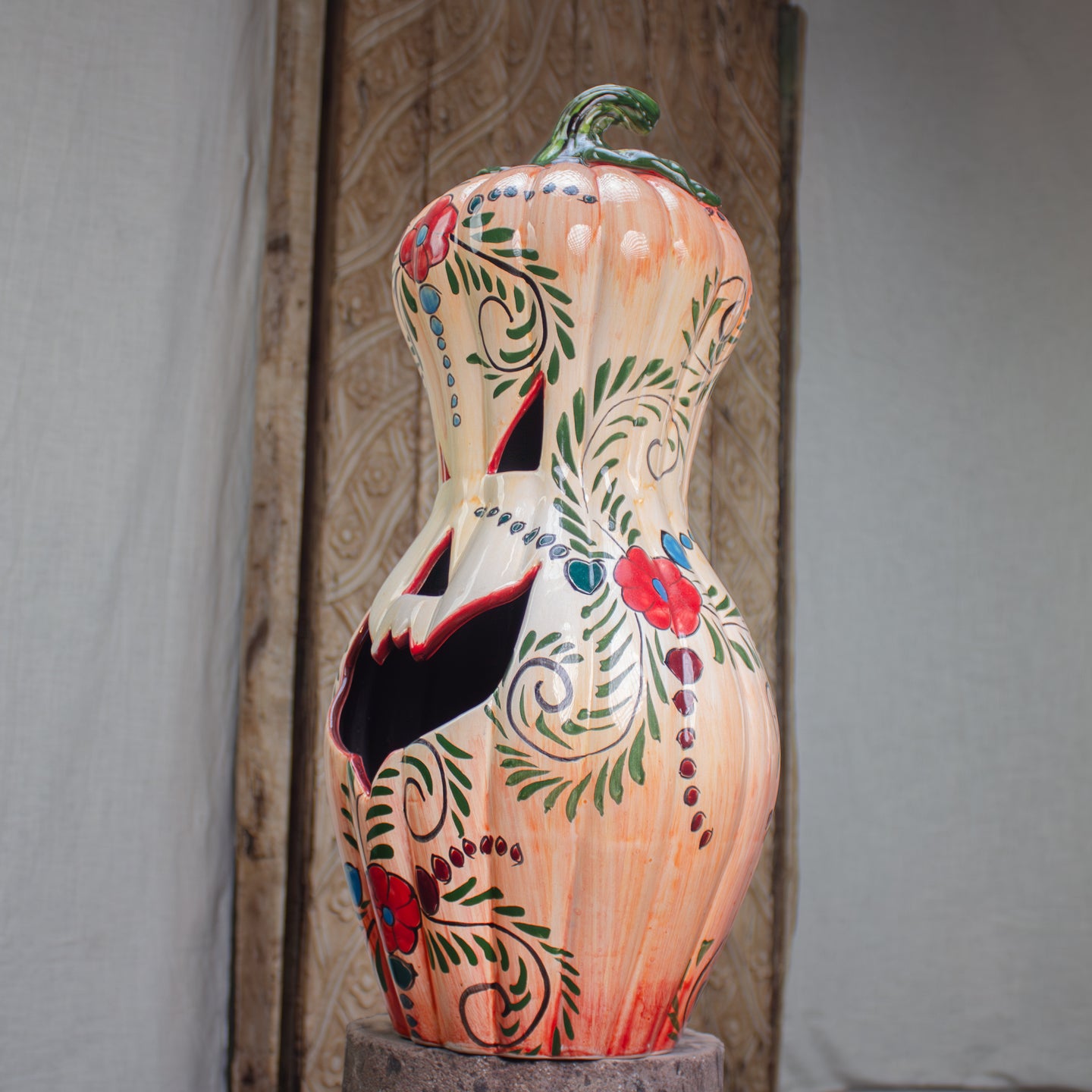 Calabaza Autumn, Sculptural Luminary Glazed Ceramic