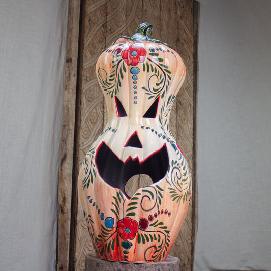 Calabaza Autumn, Sculptural Luminary Glazed Ceramic