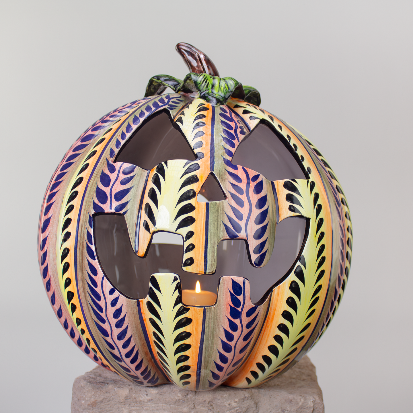 Calabaza Pluma, Sculptural Luminary Glazed Ceramic