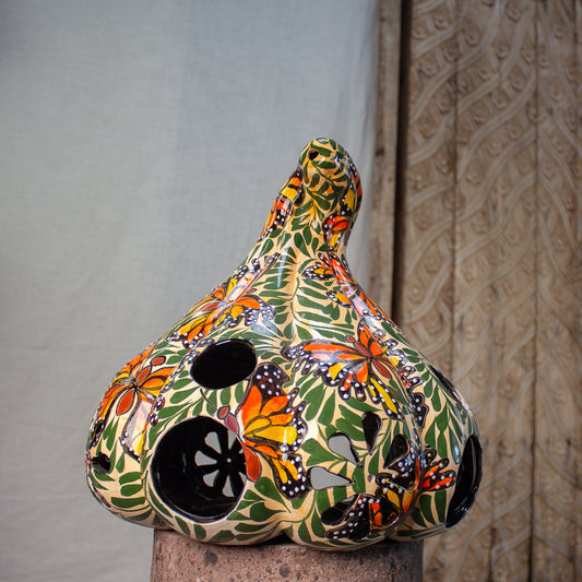 Calabaza Michoacan, Sculptural Luminary Glazed Ceramic