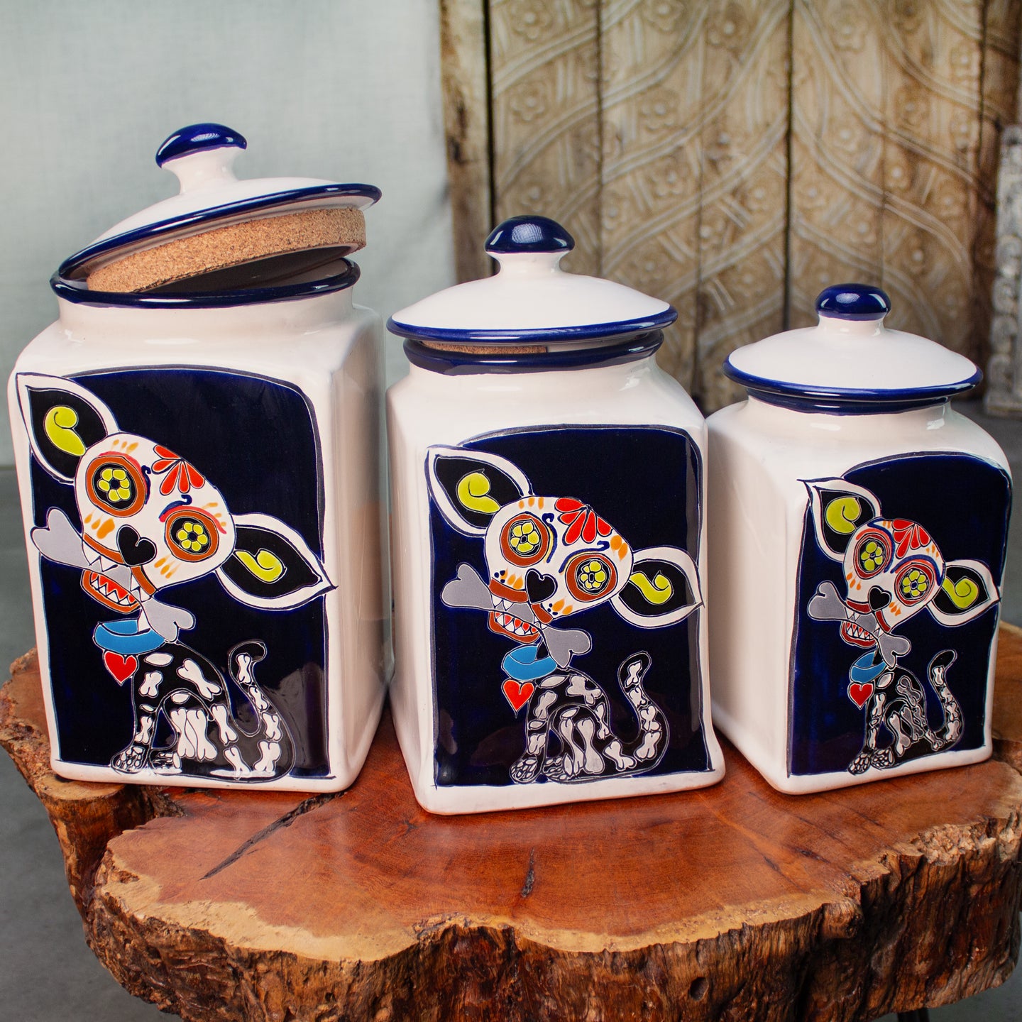 Muertos Doggie Treat Jars | Blue Edition