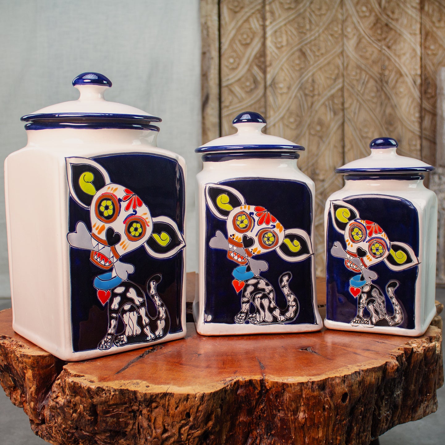 Muertos Doggie Treat Jars | Blue Edition
