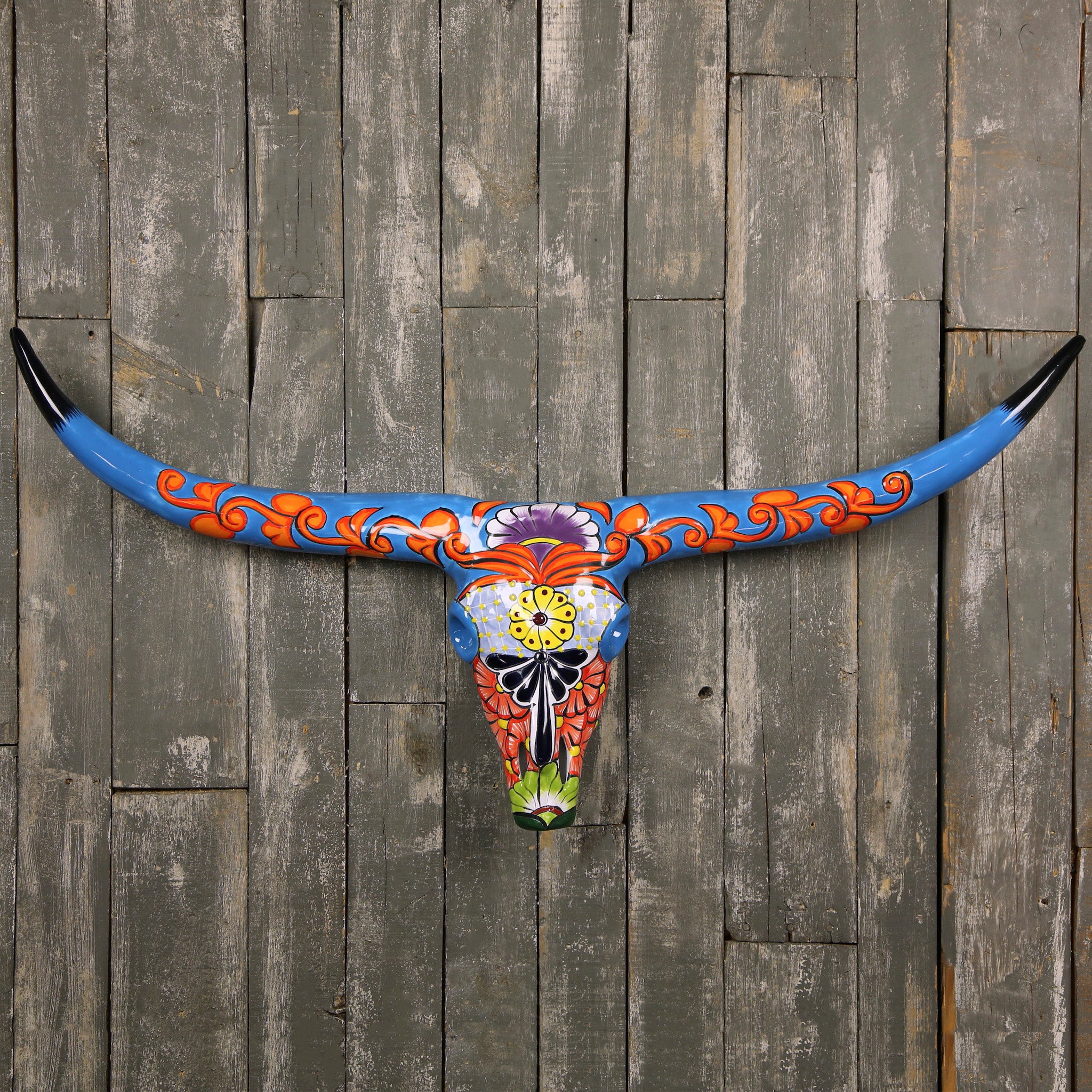 Longhorn Sculpture | Talavera Turquoise - Zenwaro