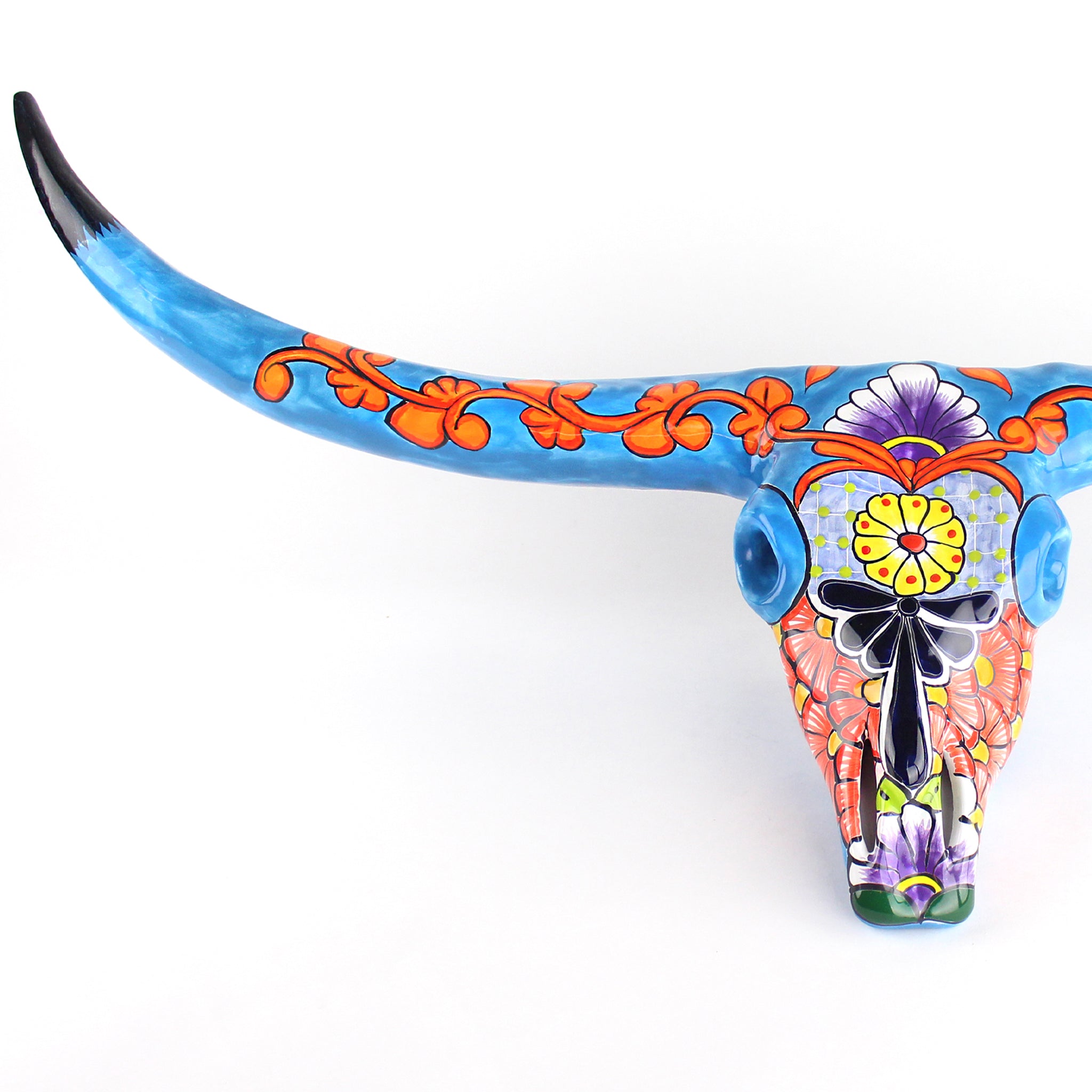 Longhorn Sculpture | Talavera Turquoise - Zenwaro