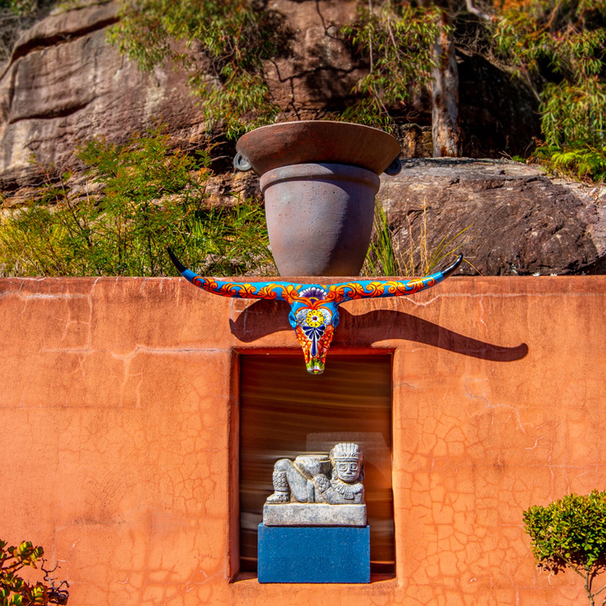 Longhorn Sculpture | Talavera Turquoise - Zenwaro