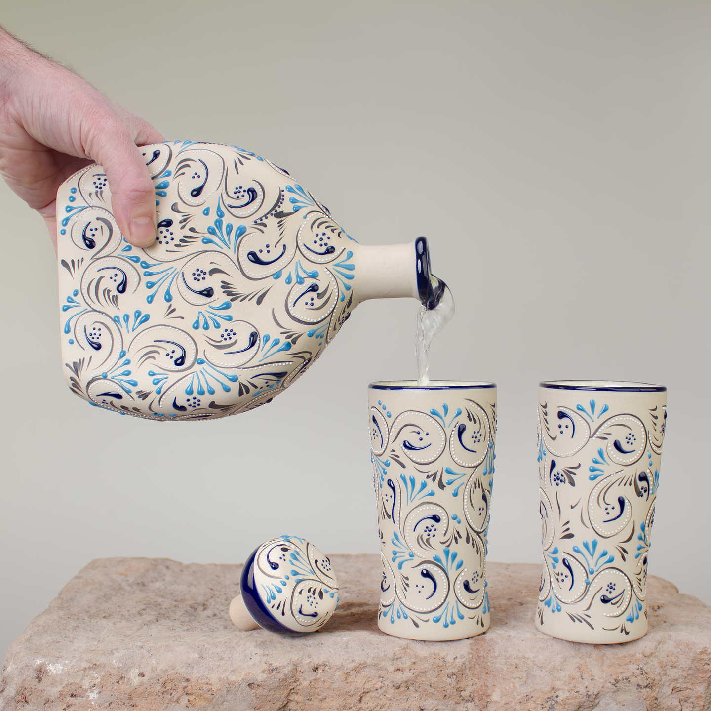 Serving Set Stoneware Decanter and Tumbler | Azules Edition.