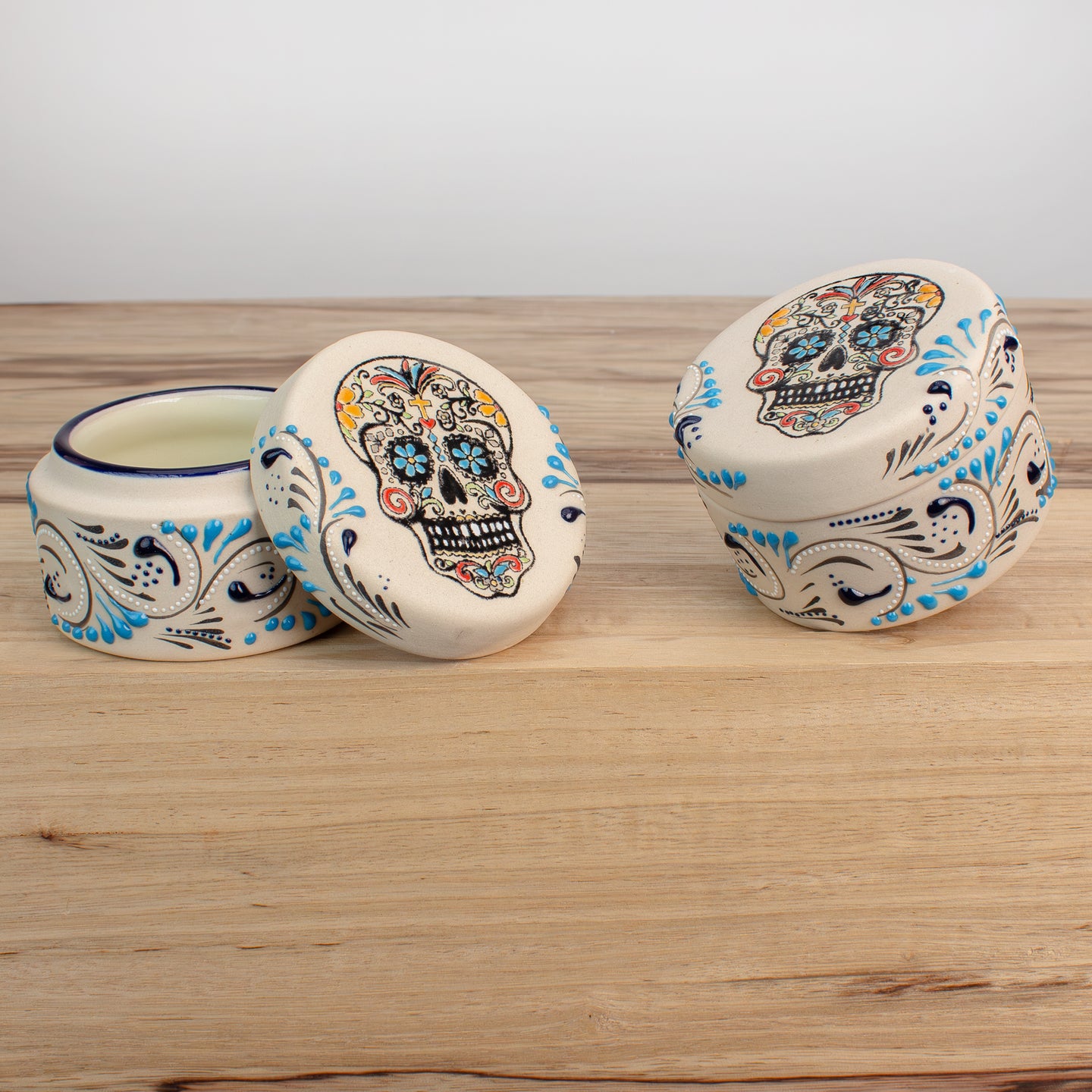 Stoneware Spice Caddy, Salt Cellar | Sugar Skull Edition