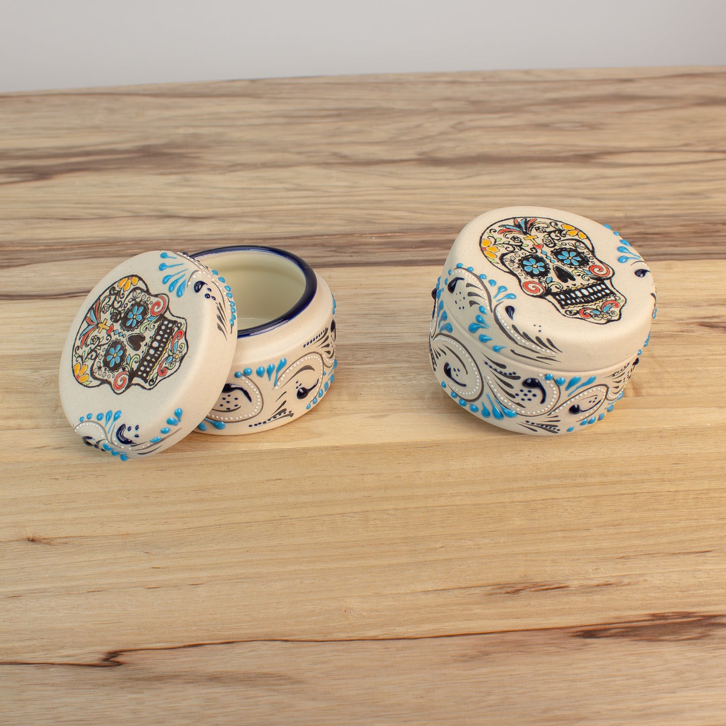 Stoneware Spice Caddy, Salt Cellar | Sugar Skull Edition