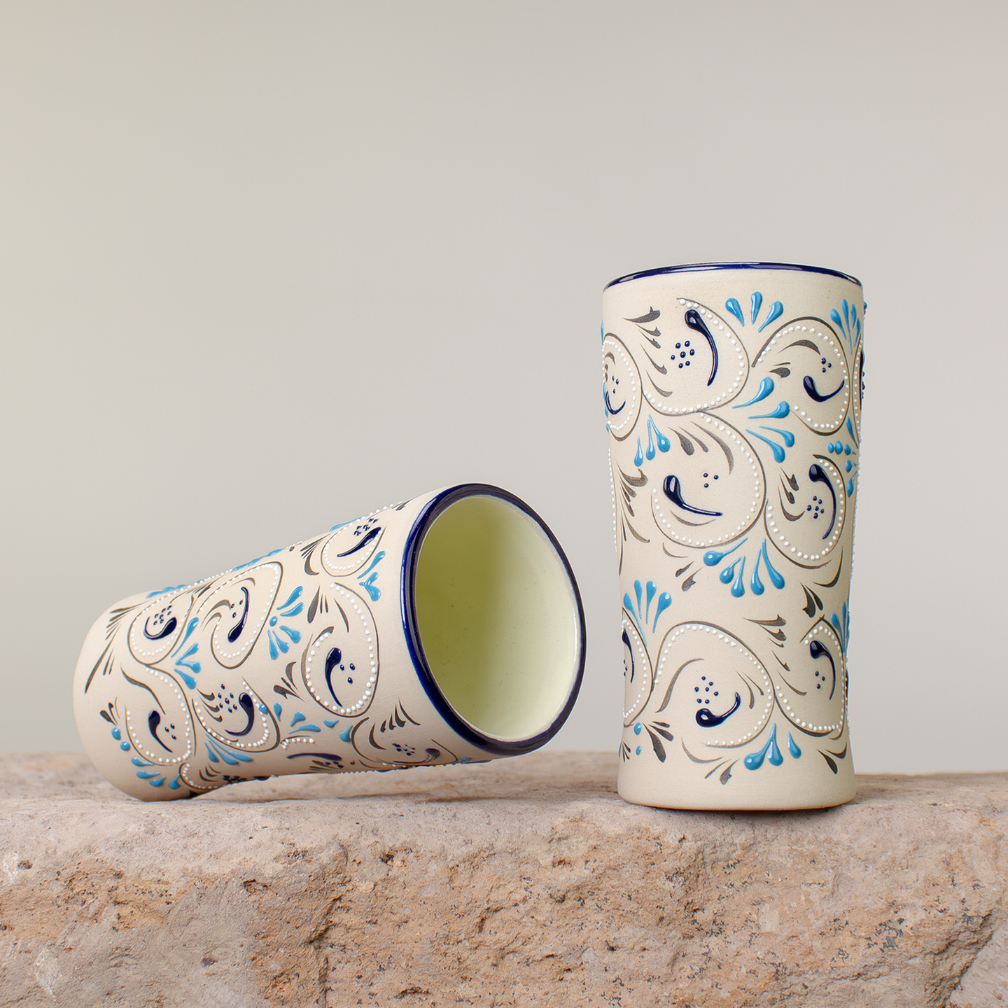 Stoneware Tumblers | Azules Painted Pattern