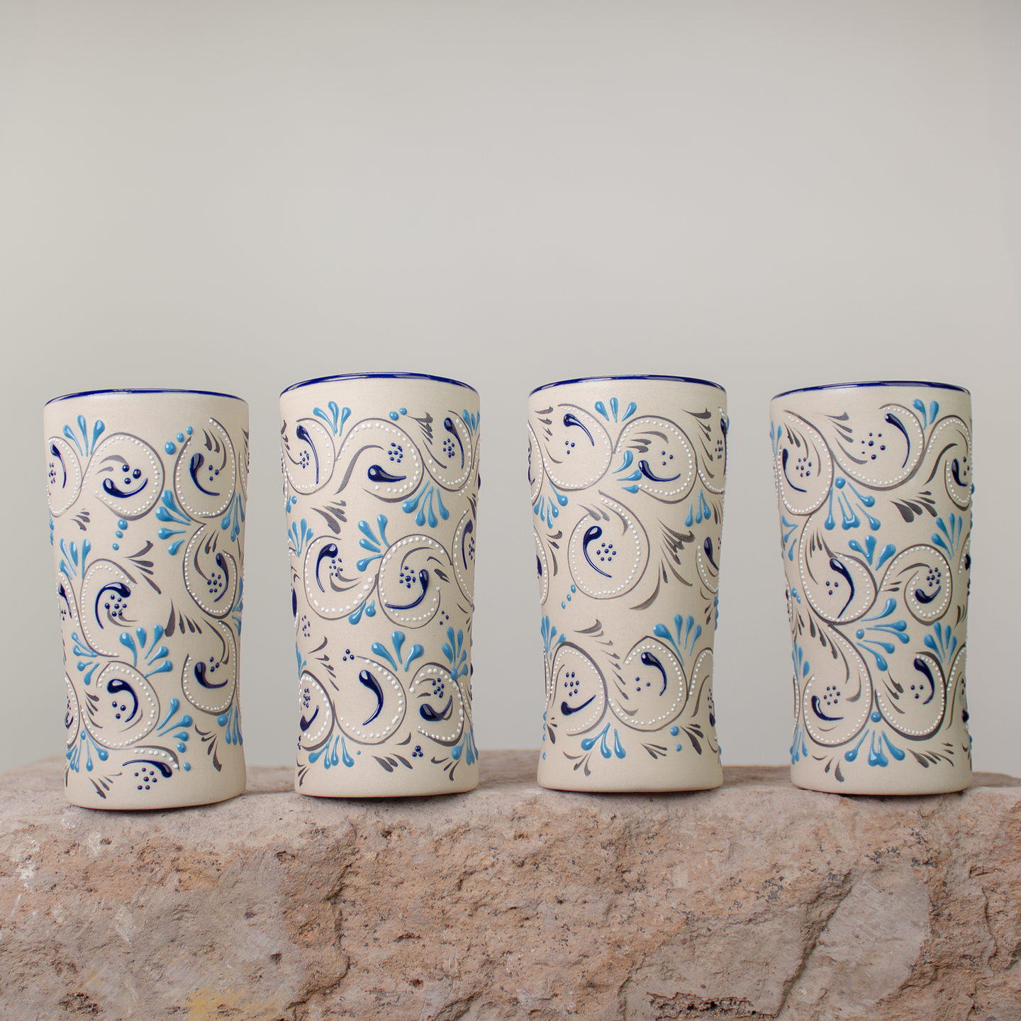 Stoneware mugs hand painted Talavera