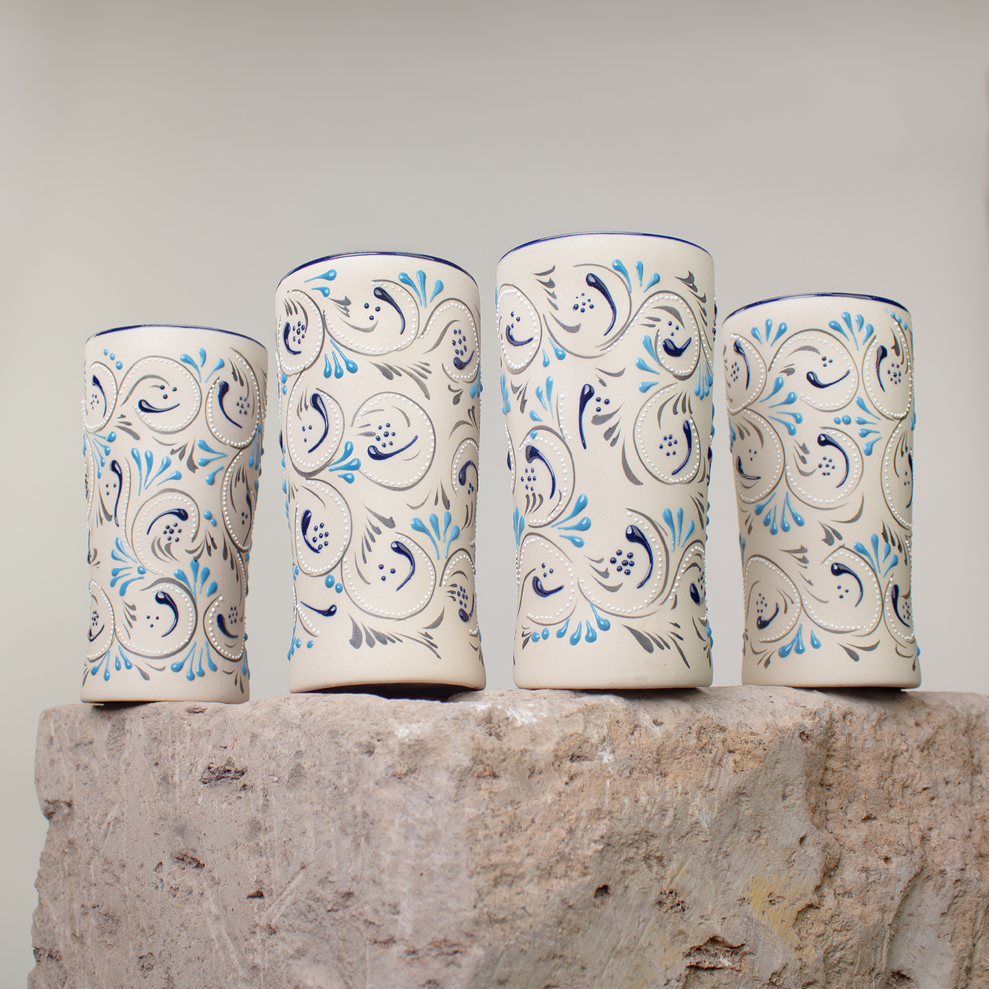 Stoneware Tumblers | Azules Painted Pattern