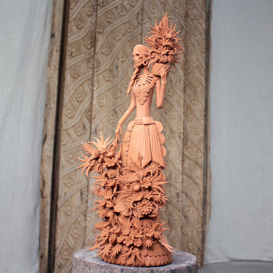 Florera Terracotta Flower Girl | Hand Sculpted Catrina