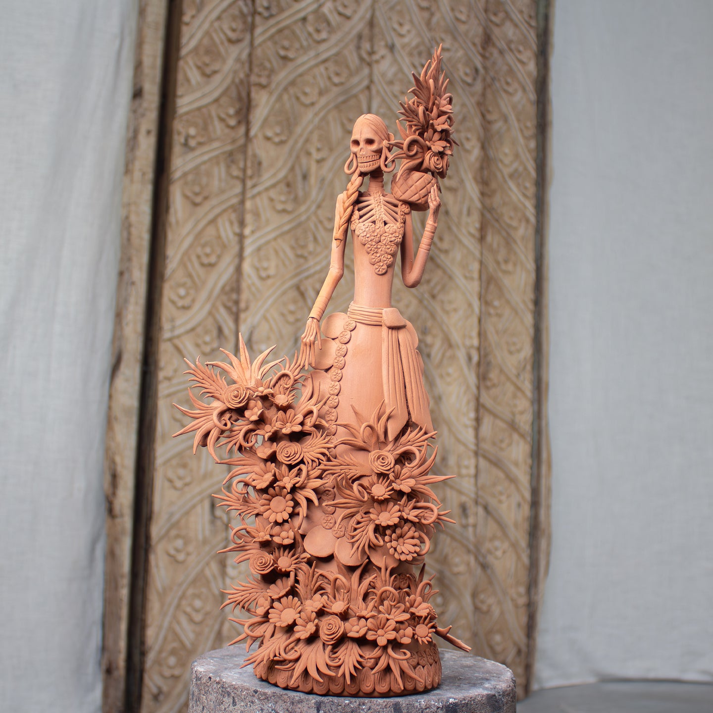 Florera Terracotta Flower Girl | Hand Sculpted Catrina