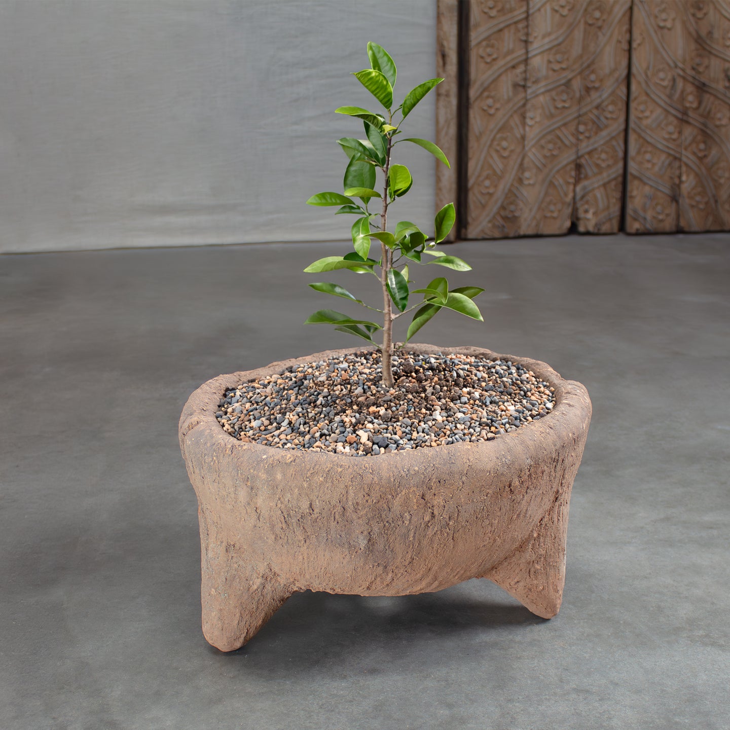 Metate Pot, Small Terracotta Footed Planter.