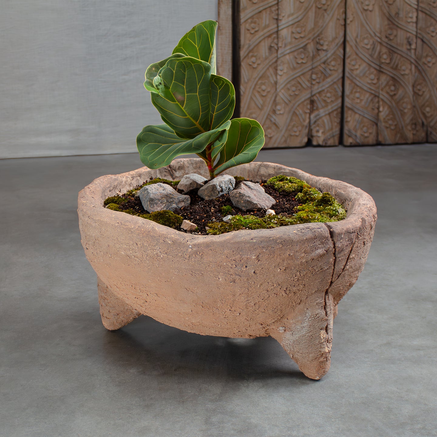 footed plant pot Metate Pot, Medium Terracotta Footed Planter