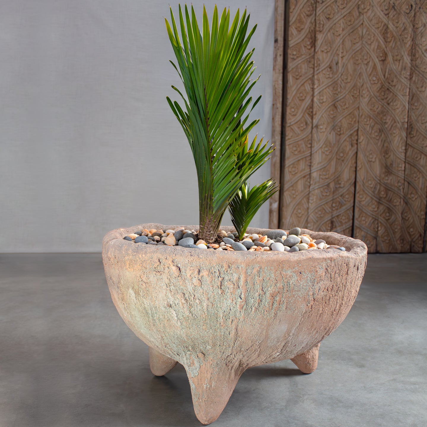 footed pots for plants Metate Pot, Large Terracotta Footed Planter