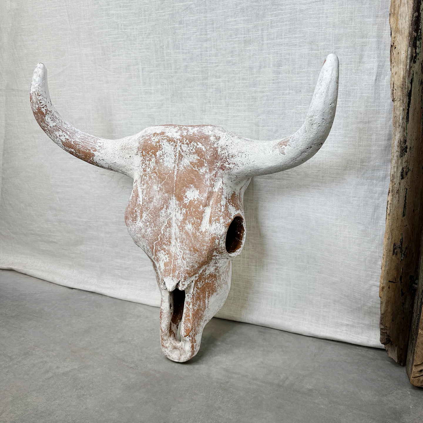 Terracotta Longhorn, Sculptural Wall Art. Malto