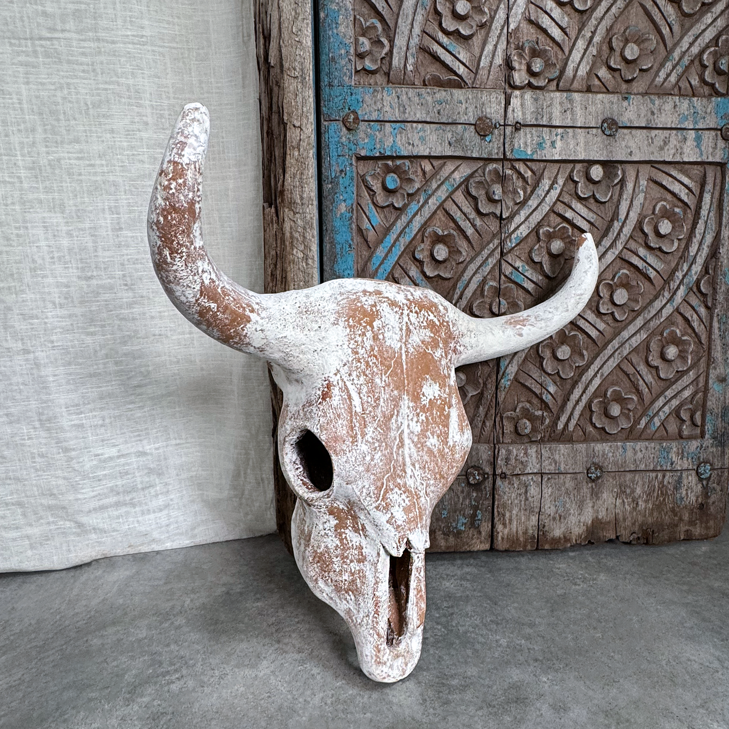 Terracotta Longhorn, Sculptural Wall Art. Malto