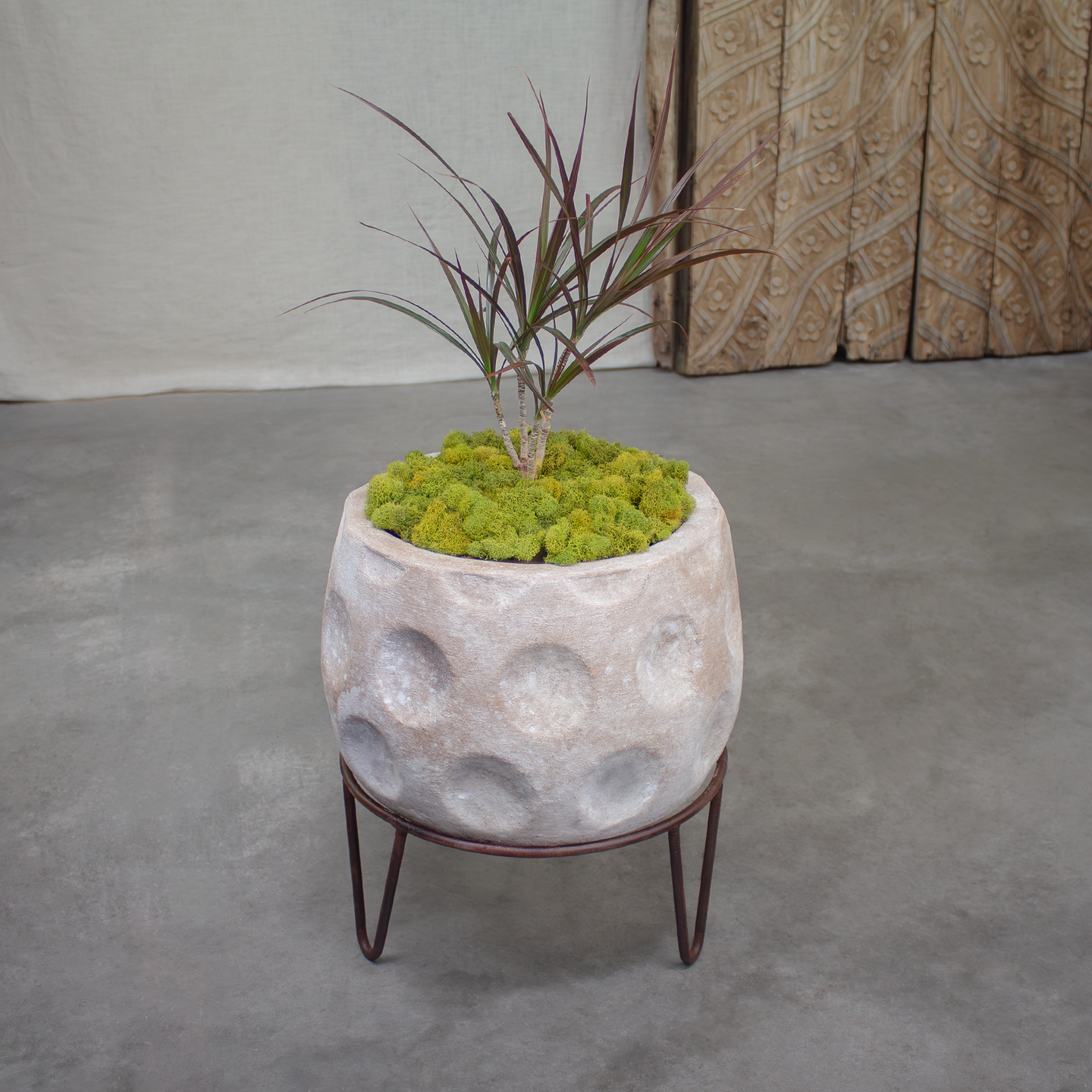 Luna Planter, Terracotta pot with stand.