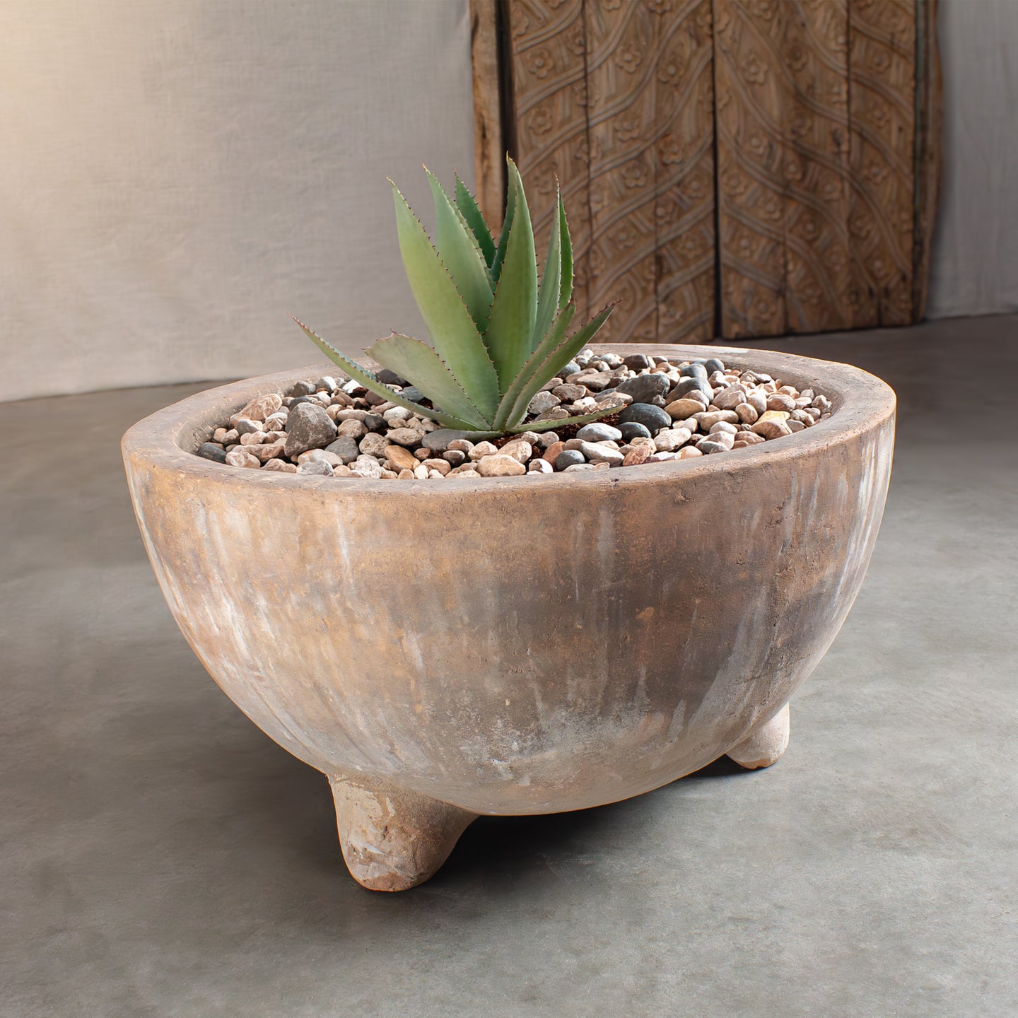 footed planter pot Molca Pot Vintage Terracotta Footed Planter