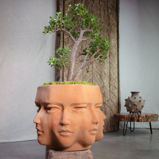 Prometheus Planter. Vintage Terracotta Large Pot.