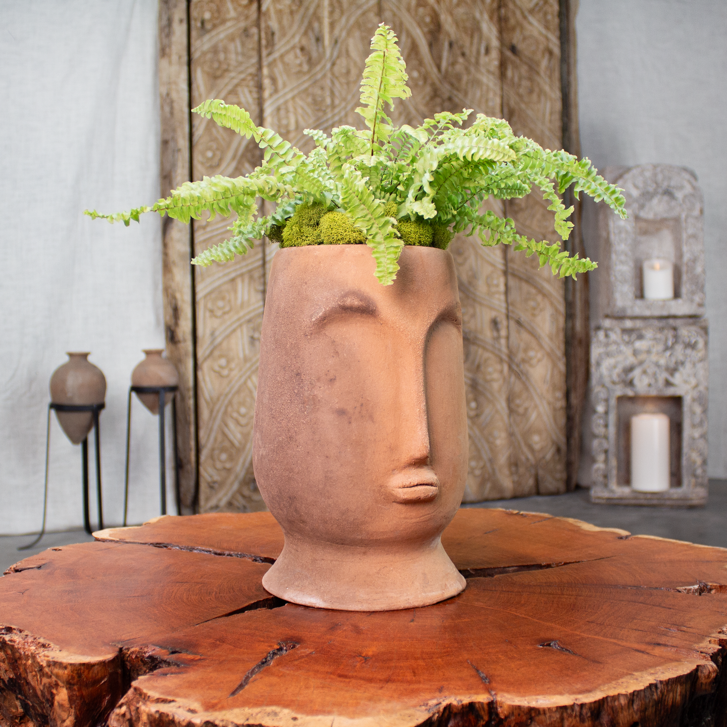 hector face plant pot Native Face Pot, Vintage Terracotta Planter