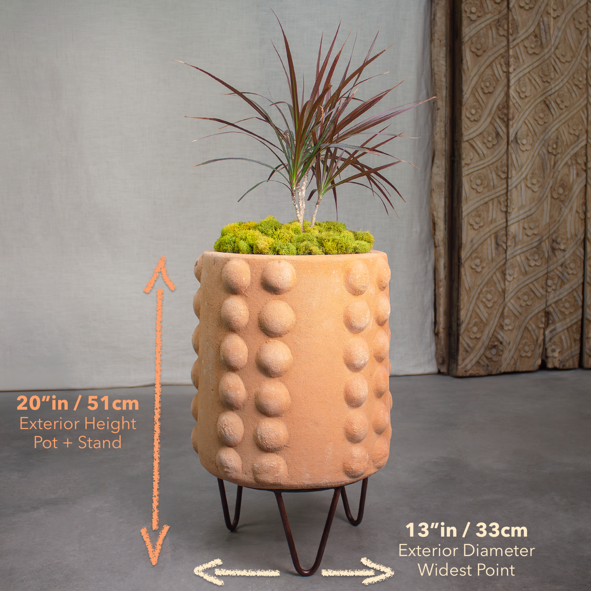 13 cm terracotta plant pots Node Planter, Terracotta pot, Tall. Natural Terracotta Just Pot