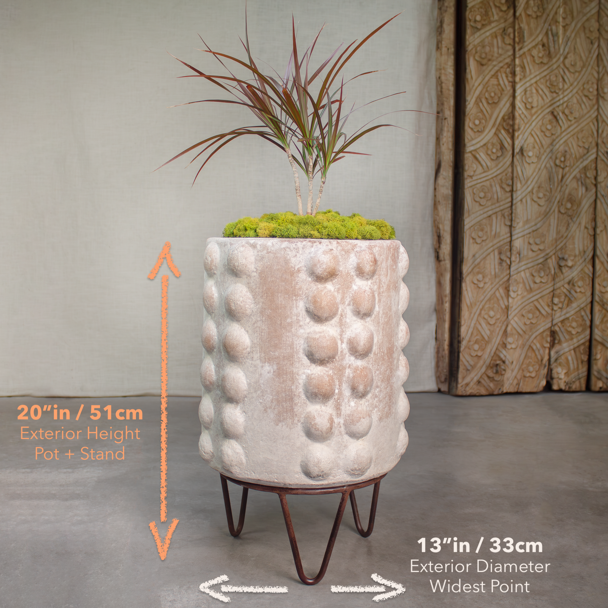 13 cm terracotta plant pots Node Planter, Terracotta Pot, Tall. Malto Finish Pot with Stand