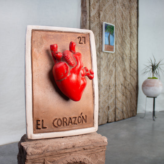 Loteria Card Sculpture | Terracotta El Corazon #27, Limited Edition