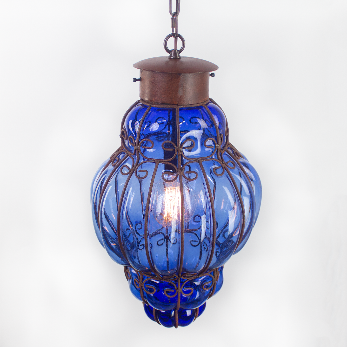 Queen Pendant Light | Cobalt Blue Glass.