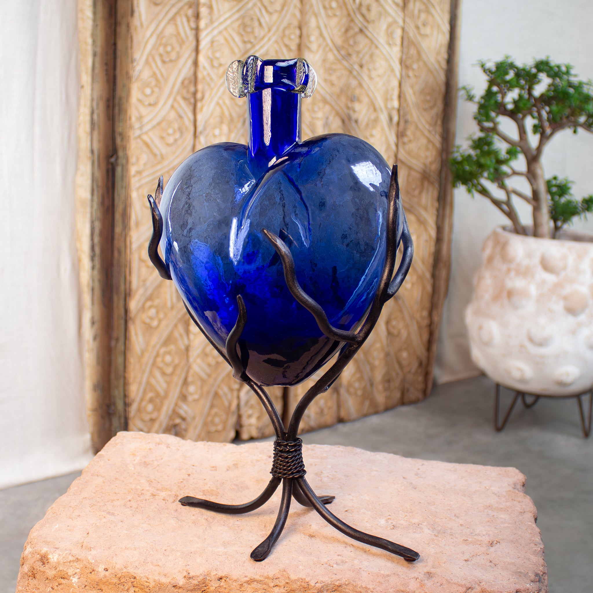 Divine Glass Hearts | Cobalt Blue
