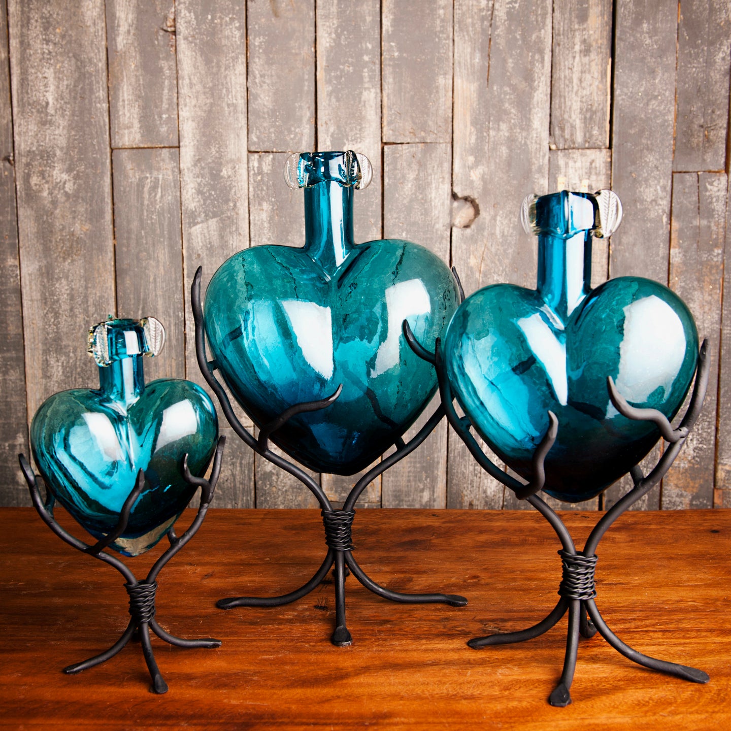 Divine Glass Hearts | Aqua Glass