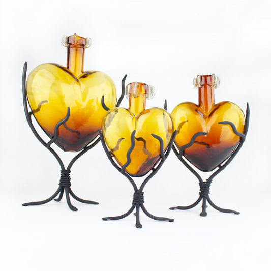 Divine Glass Hearts | Amber Glass