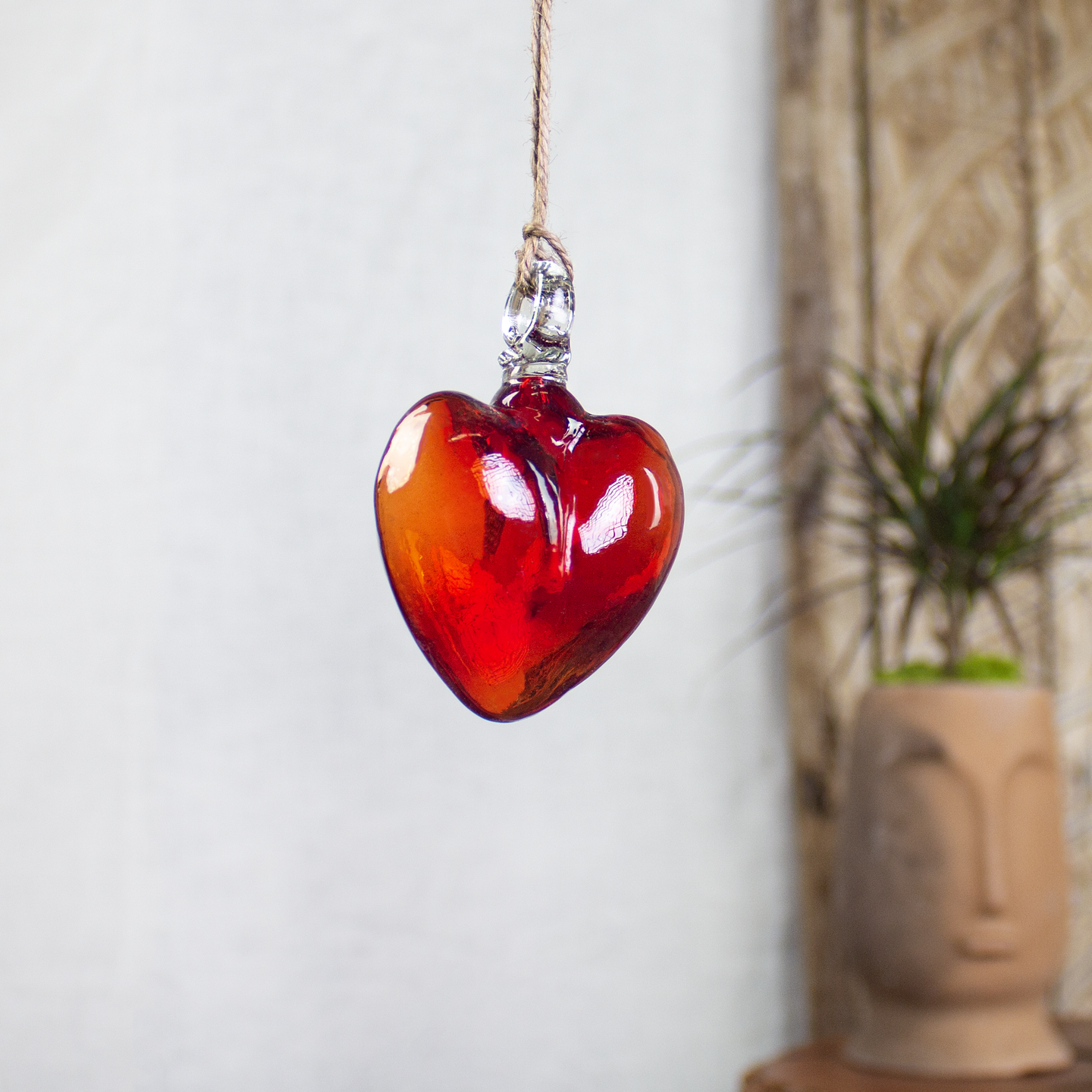 Ornamental glass heart red