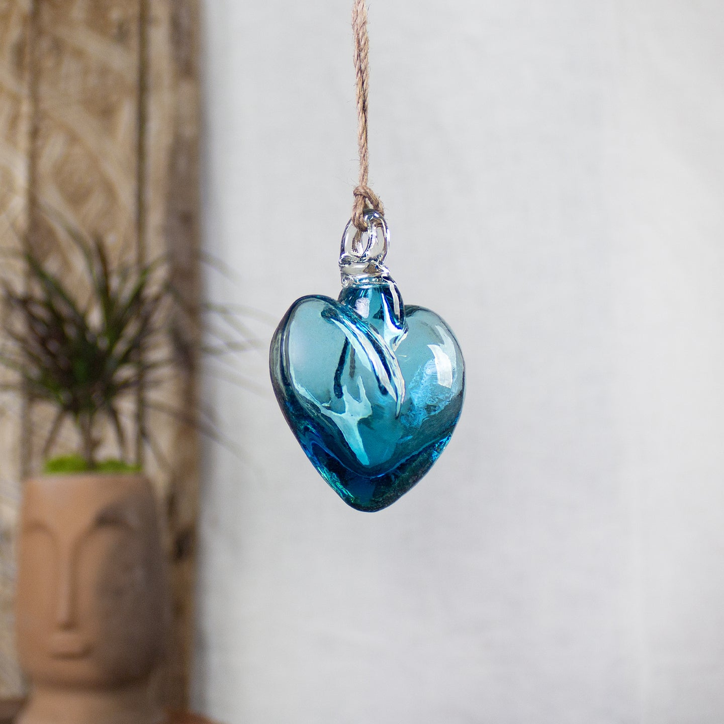 Vestige Heart, Aqua Glass Heart Ornaments.