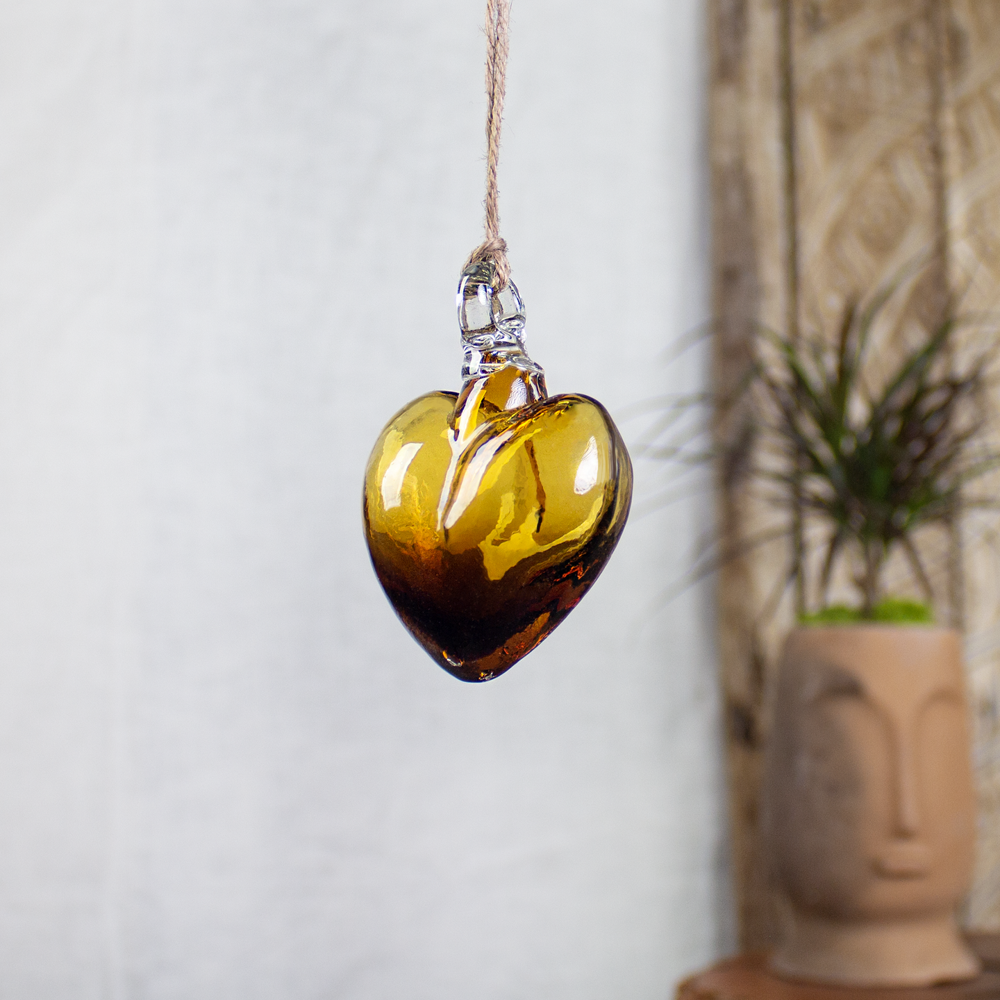 Vestige Heart, Amber Glass Heart Ornaments.