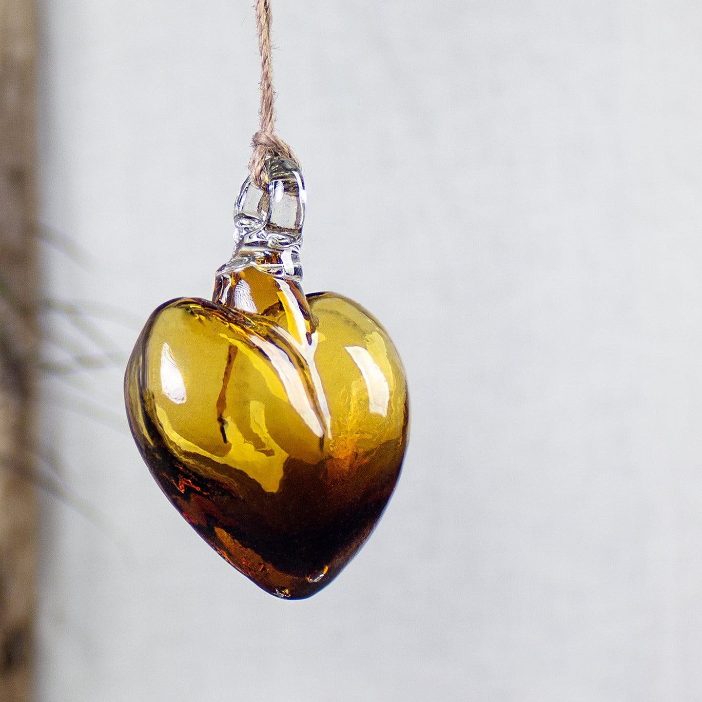 Vestige Heart, Amber Glass Heart Ornaments.