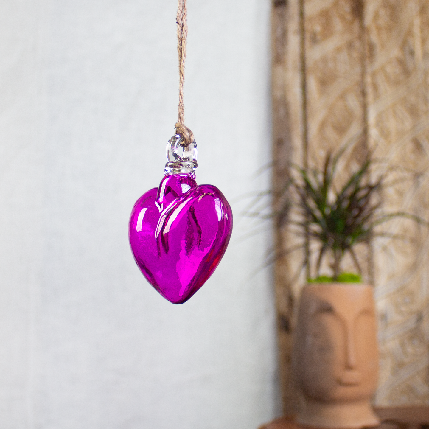 Vestige Heart, Pink Glass Heart Ornaments.