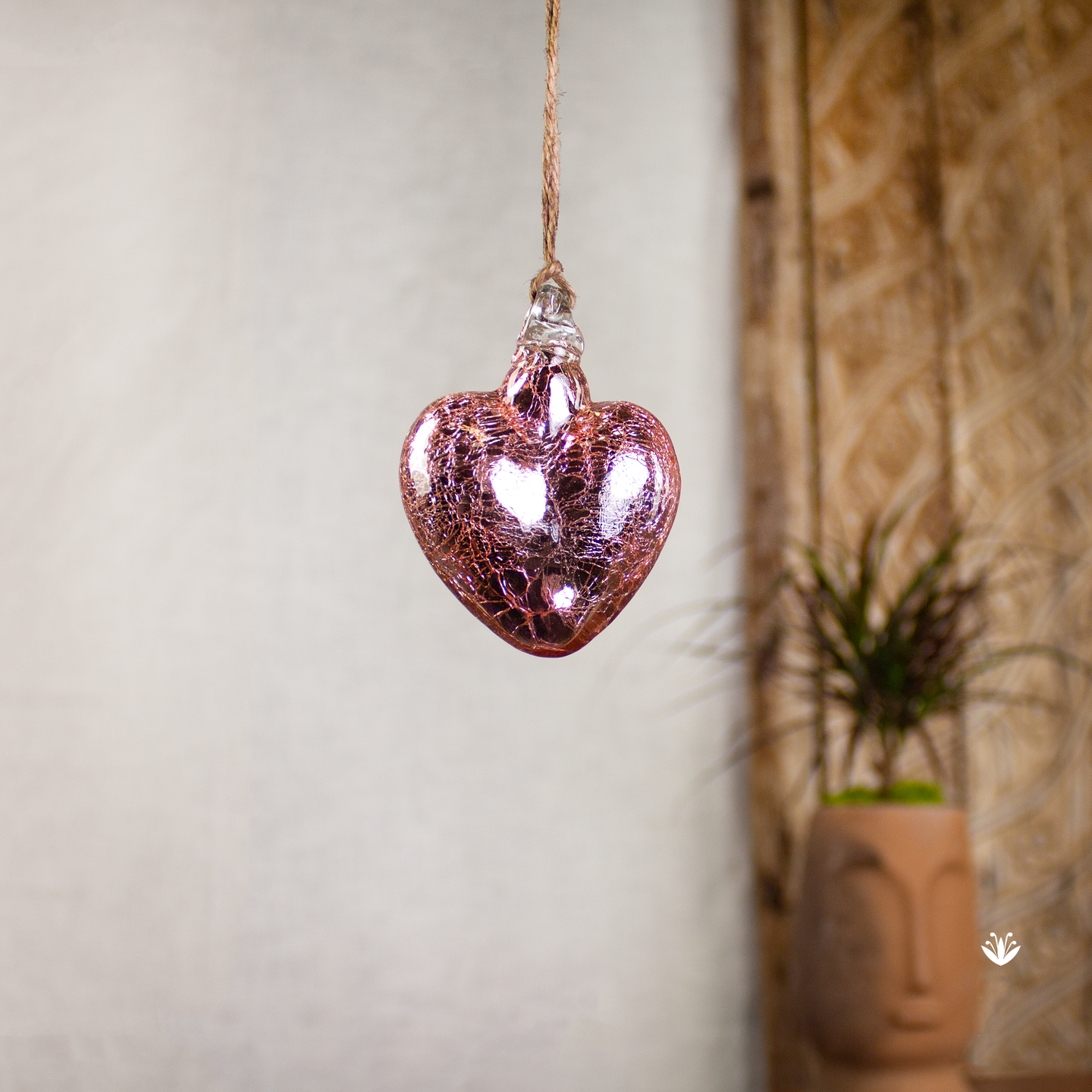 Vestige Heart, Rose Mercury Glass Heart Ornaments.