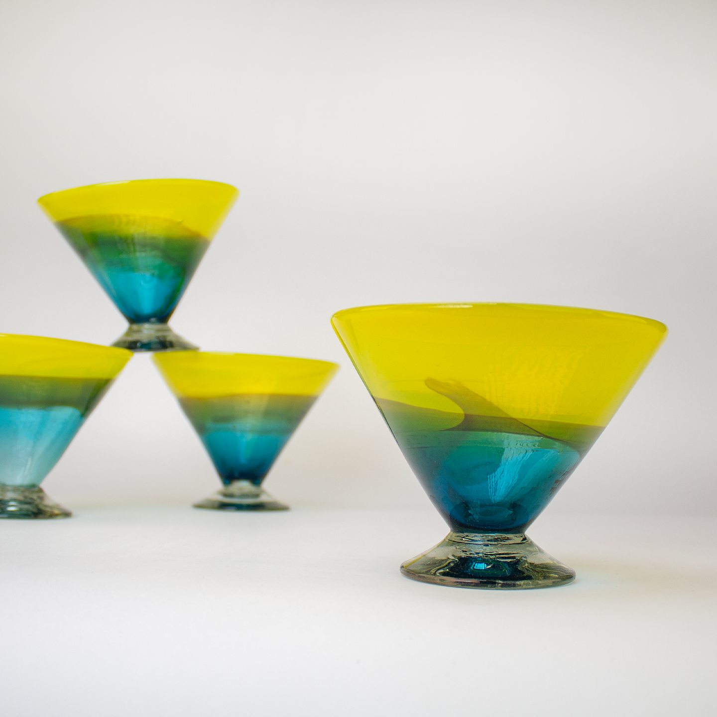 Martini Bowls, Bi-Color Lemon & Blue.