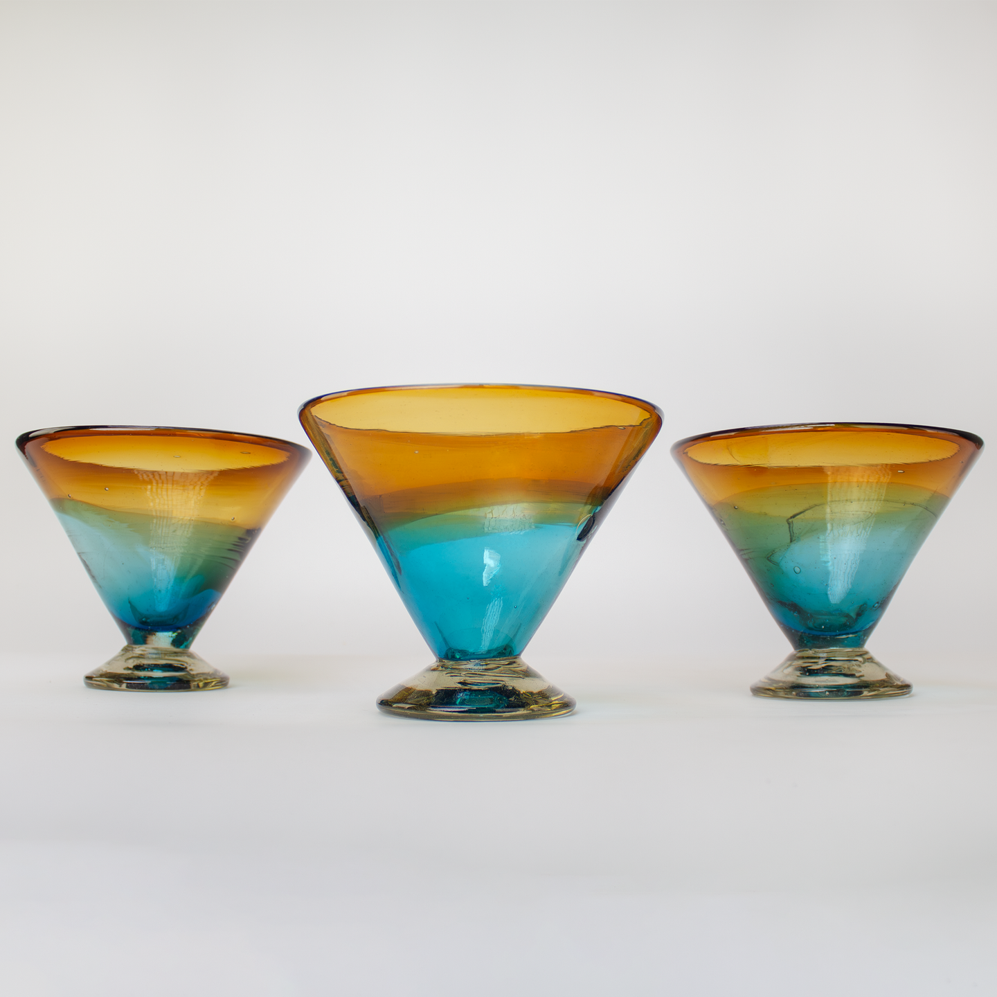 Margarita Drinkware. Bi-Color Amber & Aqua.