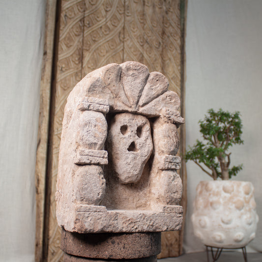 Carved Stone Niche, Vintage Calavera