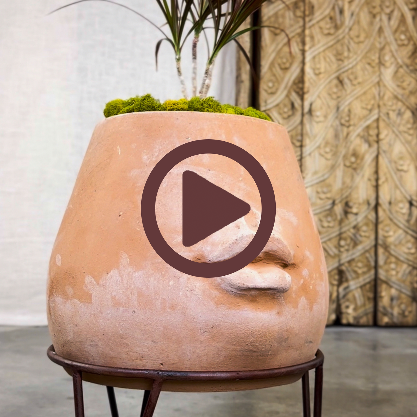 handmade terracotta plant pots Labios Face Pot. Sculptural Terracotta Planter