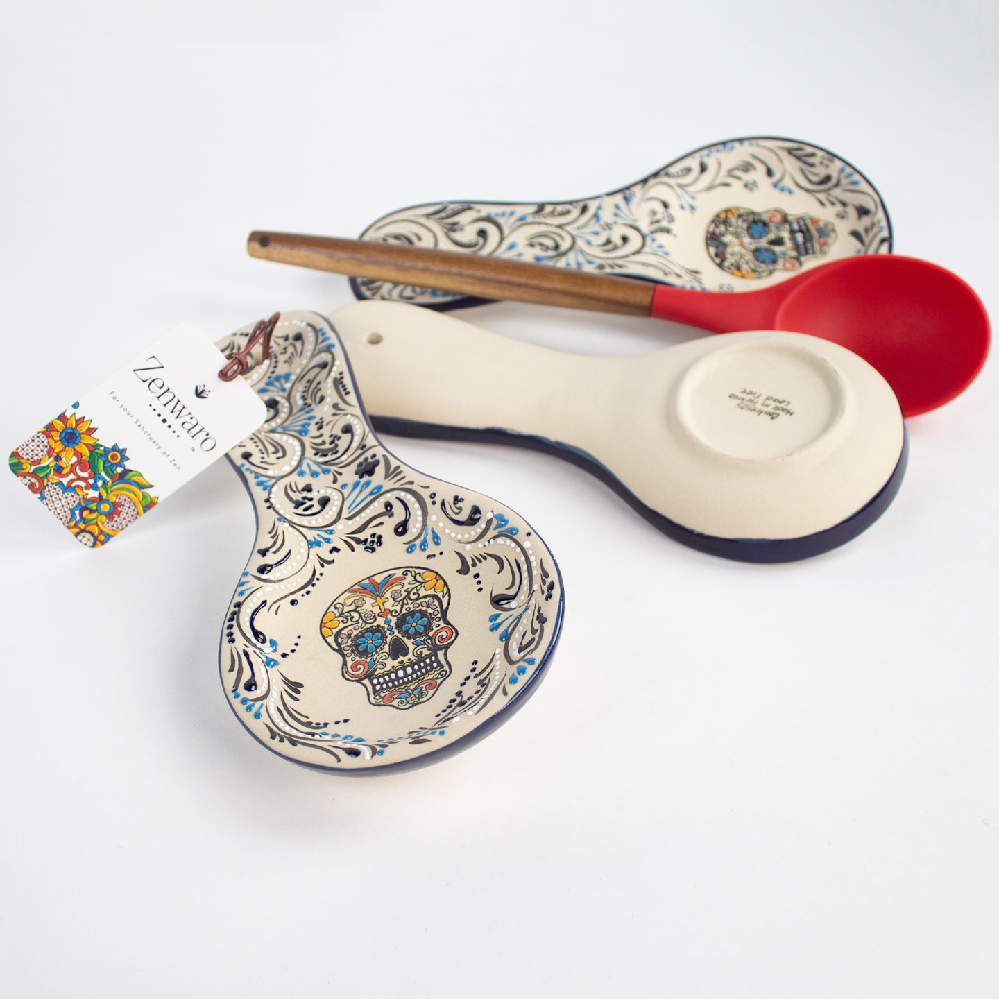 Stoneware Spoon Rest Sugar Skull Edition