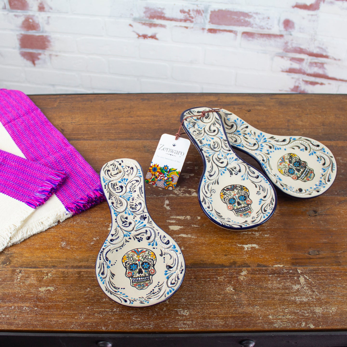 Stoneware Spoon Rest Sugar Skull Edition