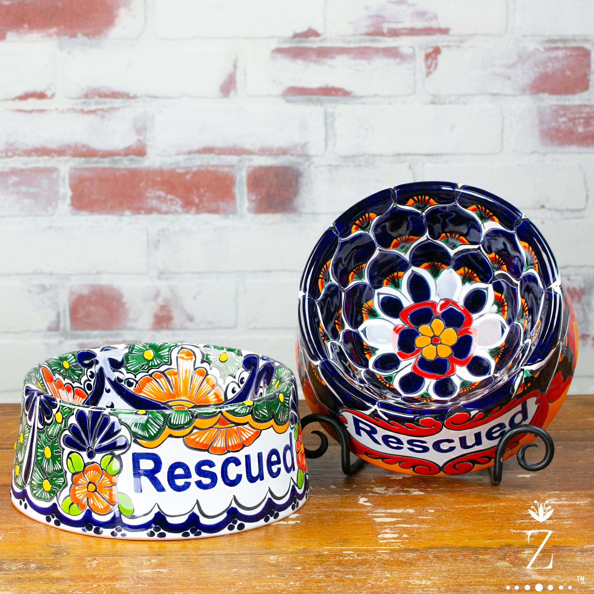 Rescued Pet Bowls, Handmade Talavera Ceramic Pet Bowls